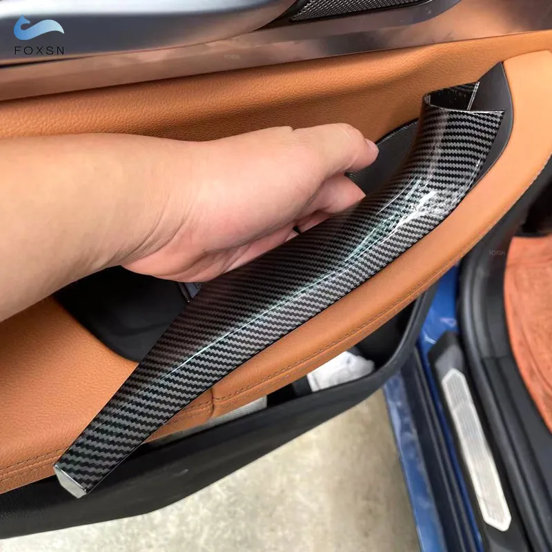 

4pcs ABS Carbon Fiber Pattern Car Accessories Door Handles Panel Pull Cover Inner Handle Trim For BMW X3 X4 G01 G02 2018 - 2022