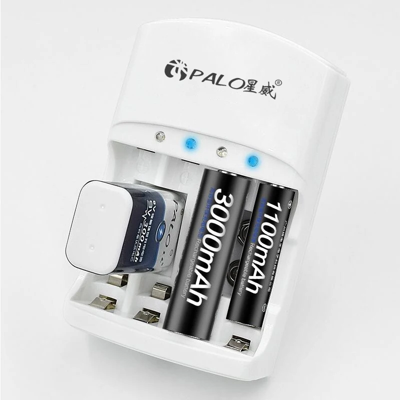 4 Slots Battery Charger For 1.2V AA AAA 6F22 9V Li-ion NI-MH NI-CD Rechargeable Batteries EU/US Plug Hot-Selling High-quality charger adapter battery charger battery charger adapter