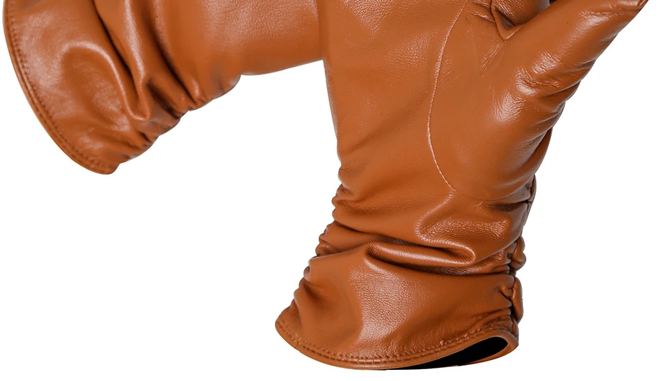 Gants en peau de mouton pour femmes, hiver chaud plus velours court et mince écran tactile couleur de conduite gants en cuir pour femmes de haute qualité-2081