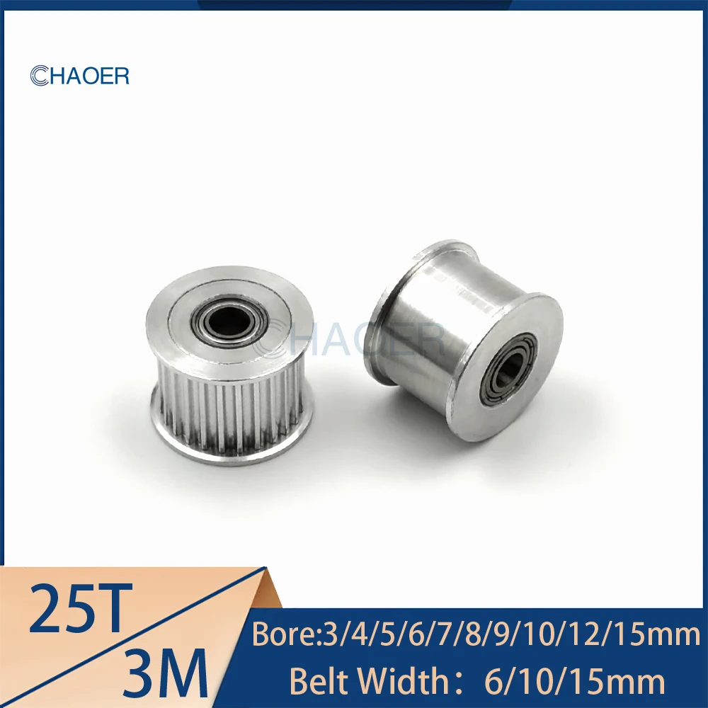 HTD3M 25 Teeth Tensioner Pulley Bore 3/4/5/6/7/8/9/10/12/15mm 3M 25Teeth Regulating Guide Synchronous Wheel With Bearing Idler