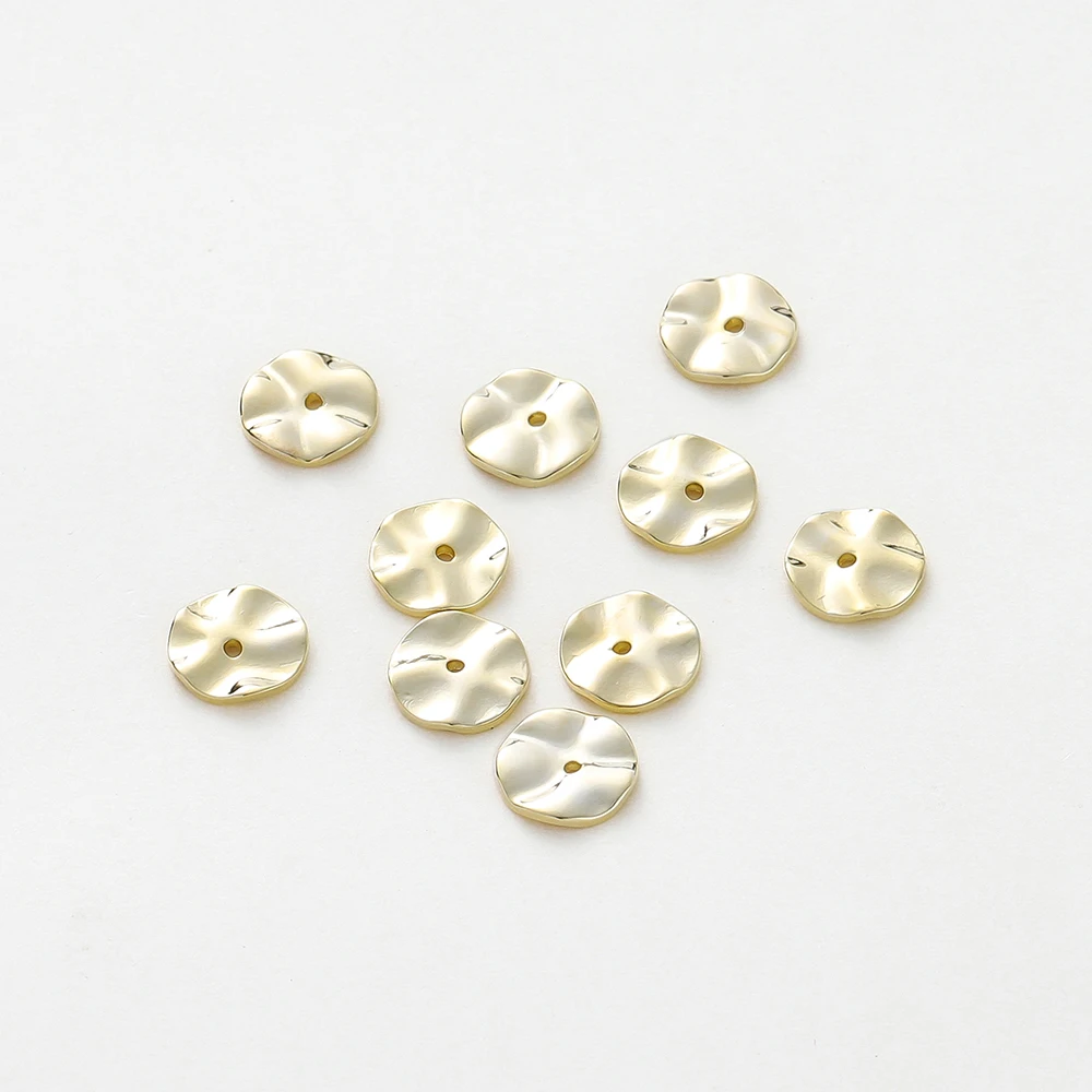 30 teile/los 14K 18K Gold Überzogene 4 6 8mm Flache Runde Metall Spacer Perlen Welle Halskette Perlen für Earing Armband Schmuck Komponenten – Detail 5