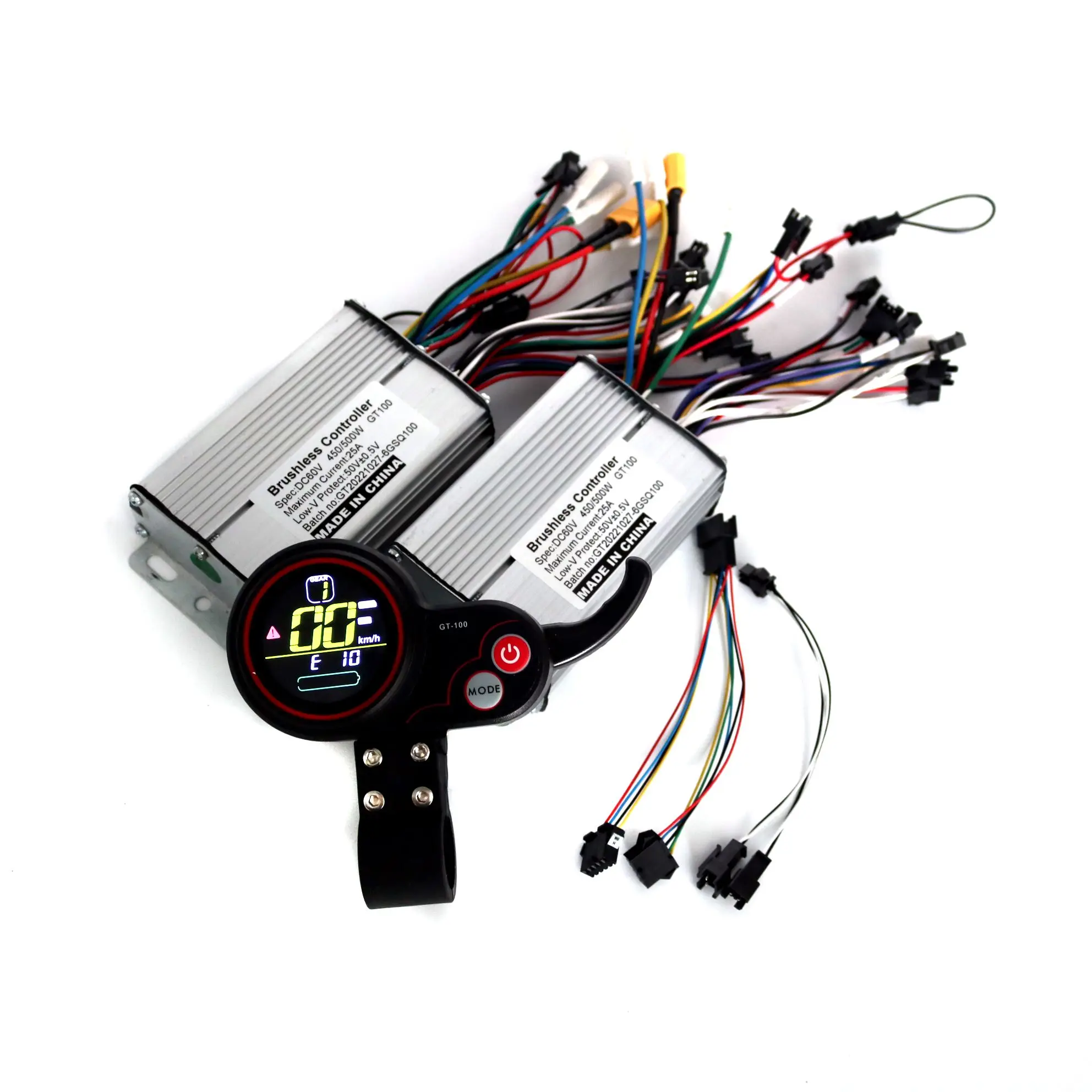 6 개의 Mosfet 36V/48V60V 450/500W 25A BLDC 전기 스쿠터 컨트롤러 전자 자전거 2 개 브러시리스 속도 드라이버 및 1Pcs GT-100 디스플레이