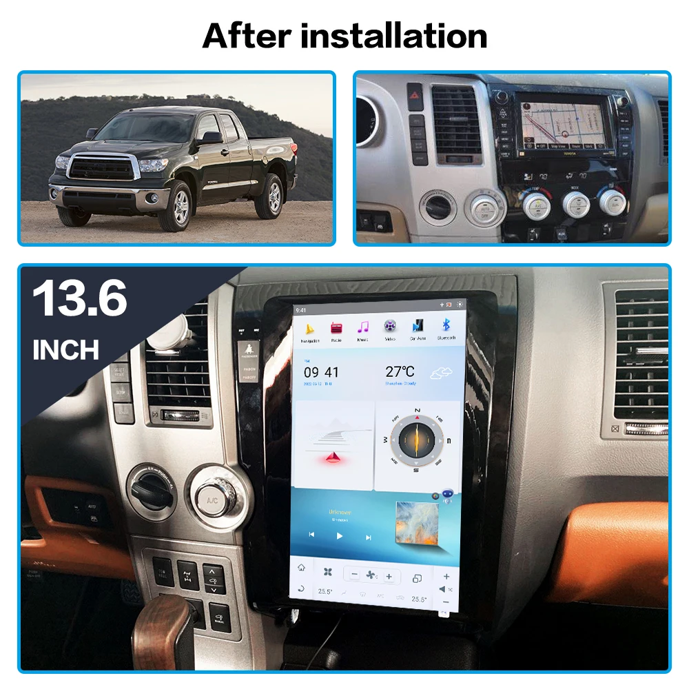 

Автомобильный радиоприемник Qualcomm, экран 13,6 дюйма, Android 11, для Toyota Tundra 2007-2011, мультимедийный видеопроигрыватель, DVD-плеер, навигация GPS