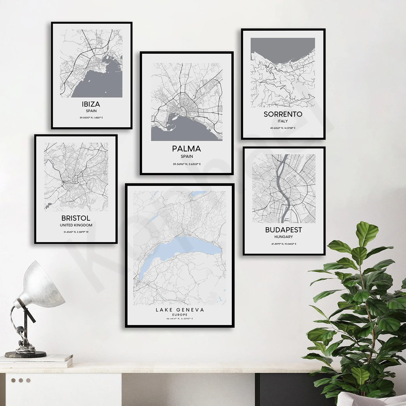 Ginevra Manila Ibiza Monaco Palma Las Vegas Londra Amsterdam Bristol Budapest Spina. Poster Della Mappa Di Viaggio Della Città