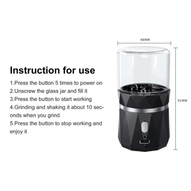 Intelligent Electric Dry Herb Smoke Grinder herb grinder Portable Spice Tobacco Cutting Machine Grinders Smoking Accessories