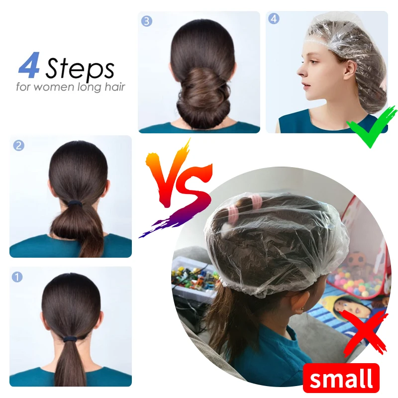 100Pcs Disposable Shower Caps Hotel Plastic Waterproof Headgear Women Transparent Beauty Hair Dye Salon Caps Elastic Bath Cap 4