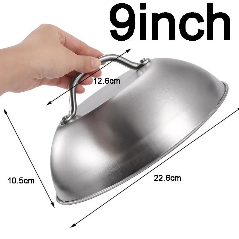 Stainless Steel Basting Cover Heatproof Round Cheese Melting Dome Burger Cover Meal Food Kitchen Cooking Supplies food cover