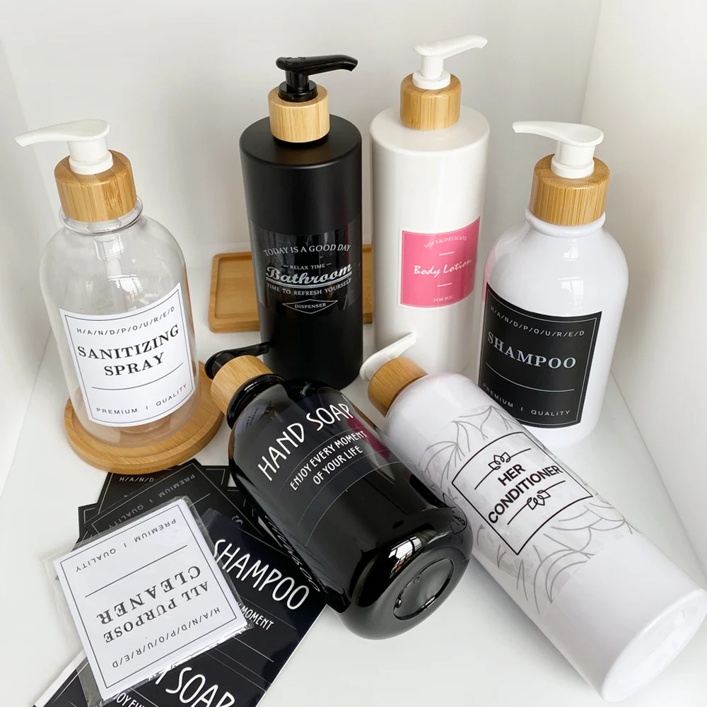 Bathroom Labels Sticker Set Sticker Printer for Bathroom Soap Dispensers Waterproof Shampoo Body Wash Soap Stickers Household Kitchen Bottle Jar Label Sign