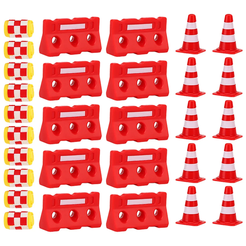 30 Pcs Road Sign Barricade Toy Kid Toys Traffic Signs For Kids Cones And Fences The Construction Mini Plastic Child Miniature