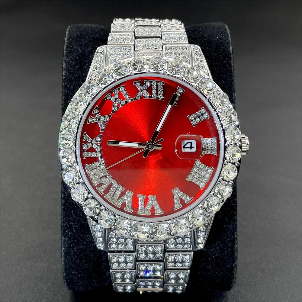 MISSFOX Luxury Iced Watch For Men Fashion Jewelry Bling AAA Wristwatch Man Hip Hop Full Diamond Quartz Clocks Reloj Dropshipping