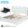 Queen Size Bed Frame with 4 Storage Drawers and LED Lights - Faux Leather with USB Ports & Adjustable LED Headboard 2