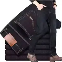 Nouveaux hommes jambe droite jean classique noir bleu micro élastique décontracté affaires pantalon en denim décontracté hommes marque pantalon 1