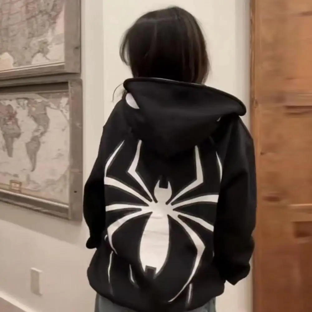 

Men's Jacket Hooded Casual Coat Loose Long Sleeve Spider Print Sportswear Hallowen Costume Hoodies Pullover Tops