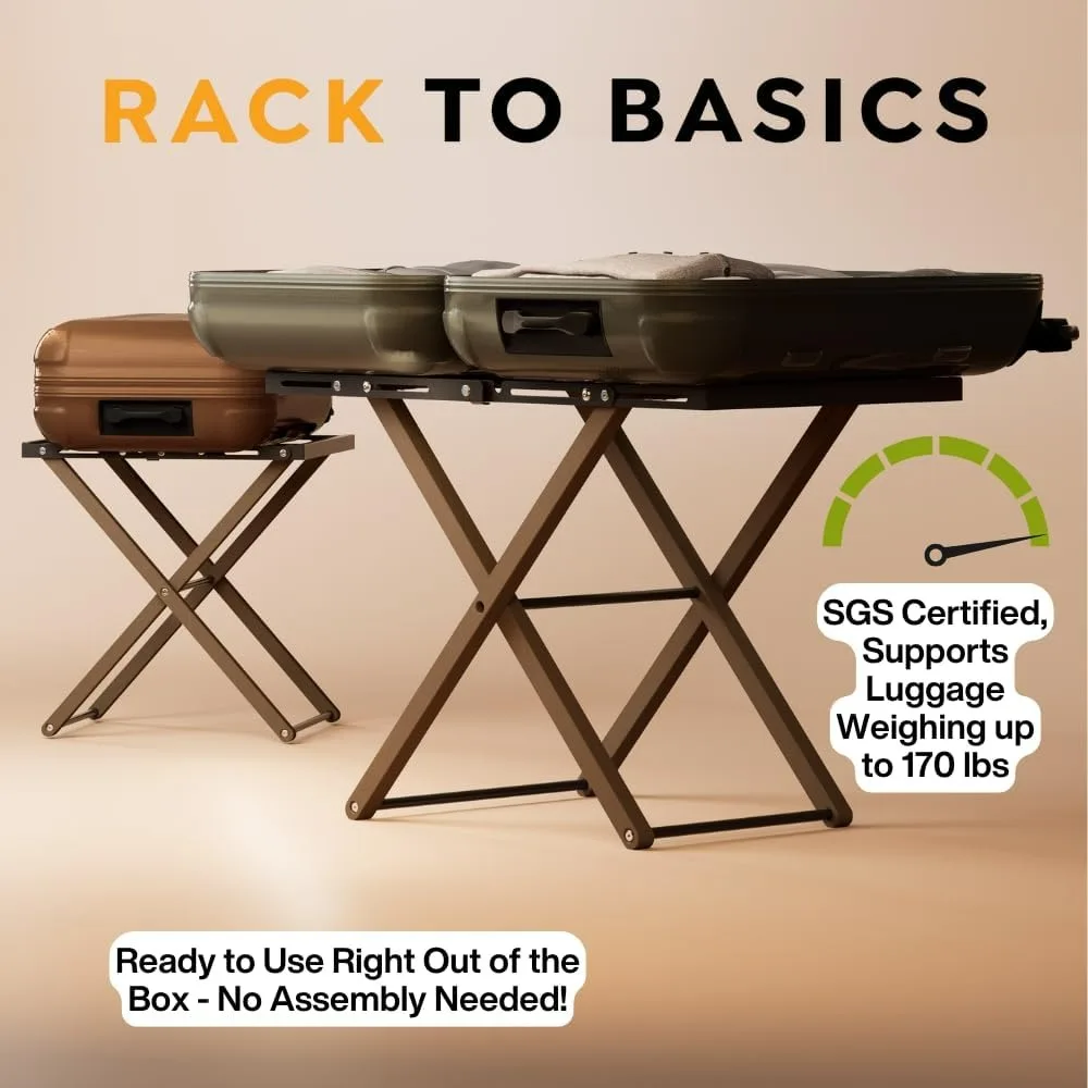 Expandable Luggage Rack - Luxury Folding Stand for Suitcases, Ideal for Hotels, AirBnB, and Guest Rooms, Extends to 35 Inches