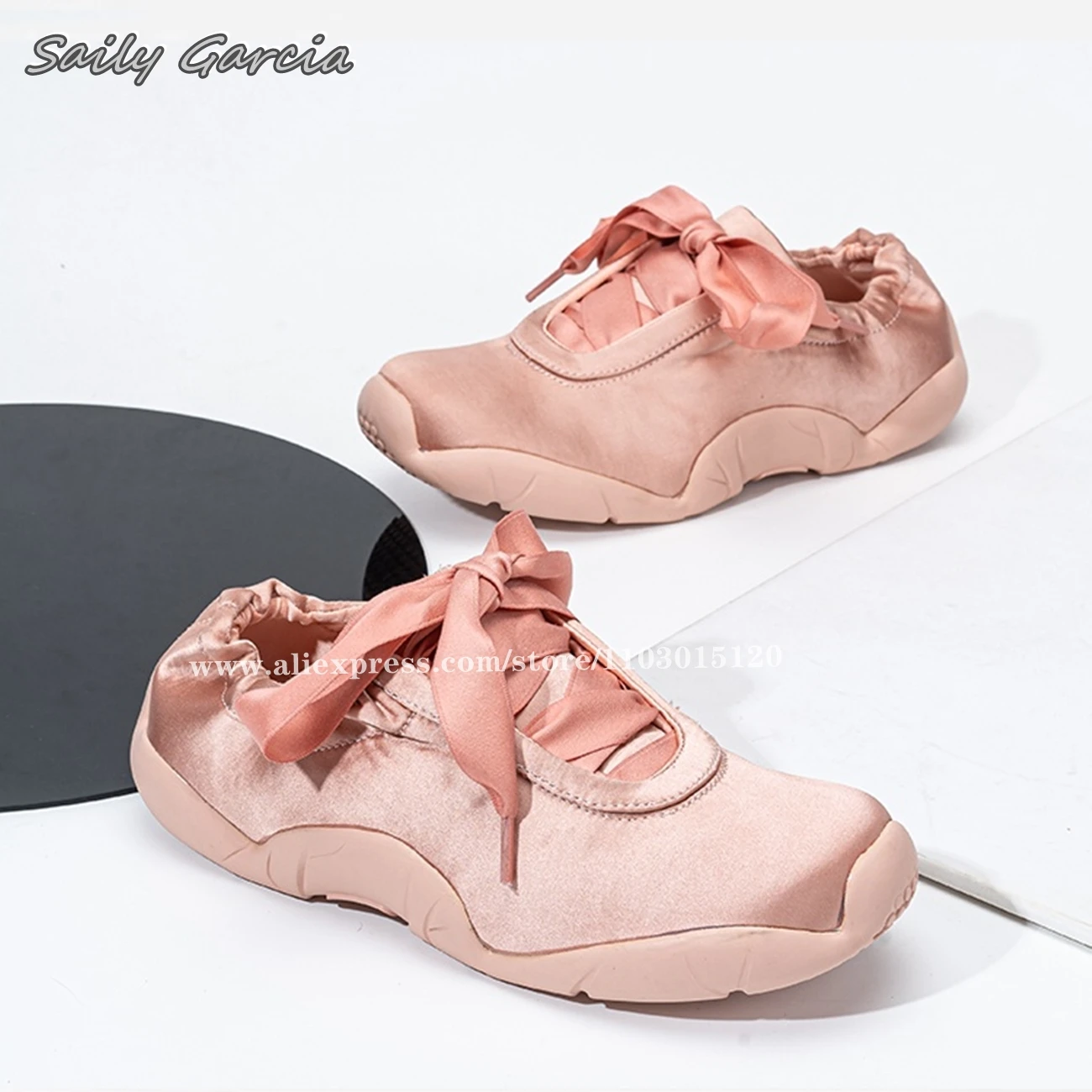 Solid Silk Elastic Heel Lace Up Ballet Flats 2024 New Fashion All-Match Casual Shoes Round Toe Anti-slip Daily Women Shoes