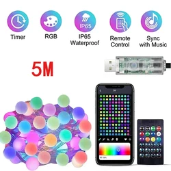 Bluetooth - Controlled LED Fairy Lights - Color - Changing String Lights for Indoor and Outdoor Decor (B style - 5M)