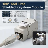 10 PCS-CAT.6A Shielded Tool-less RJ45 Keystone Jack, Up-Down Crimp  10Gbps Network Data Connector for Shielded Cable 1