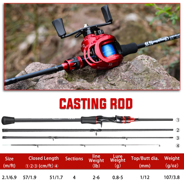 Sougayilang Casting Spinning Fishing Rod 2.1m UltraLight Carbon