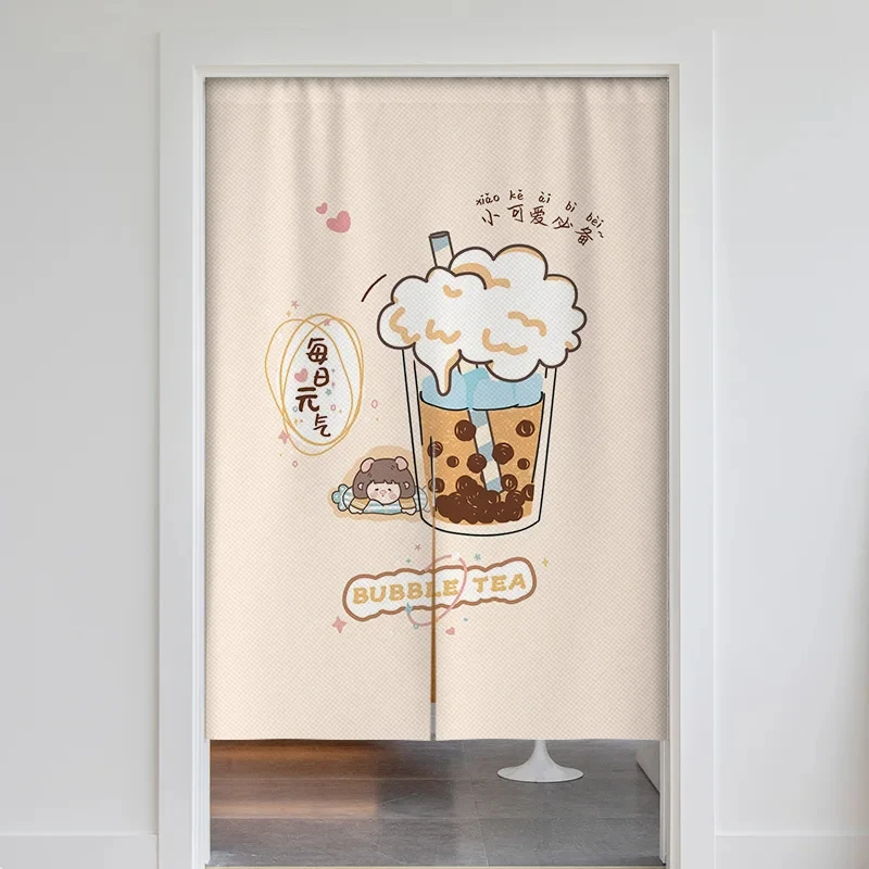 Milk Tea Shop Door Curtain Partition Noren Curtain Restaurant Kitchen Entrance Decoration Bubble Tea Linen Hanging Half-Curtain 2