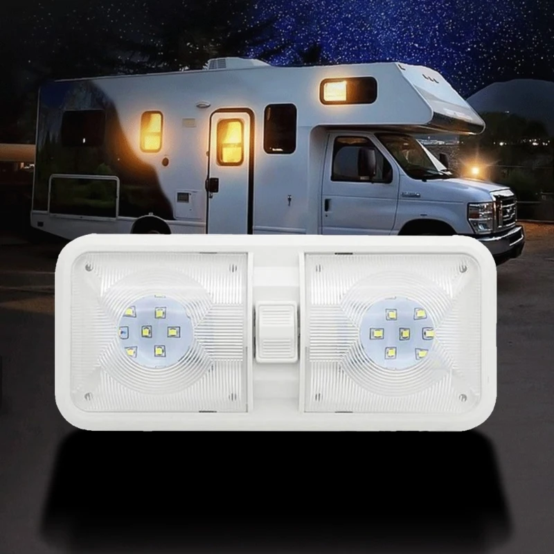 

800LM 48x2835SMD Двойной купольный свет Внутреннее освещение для лодки Camper Trailer Прямая поставка