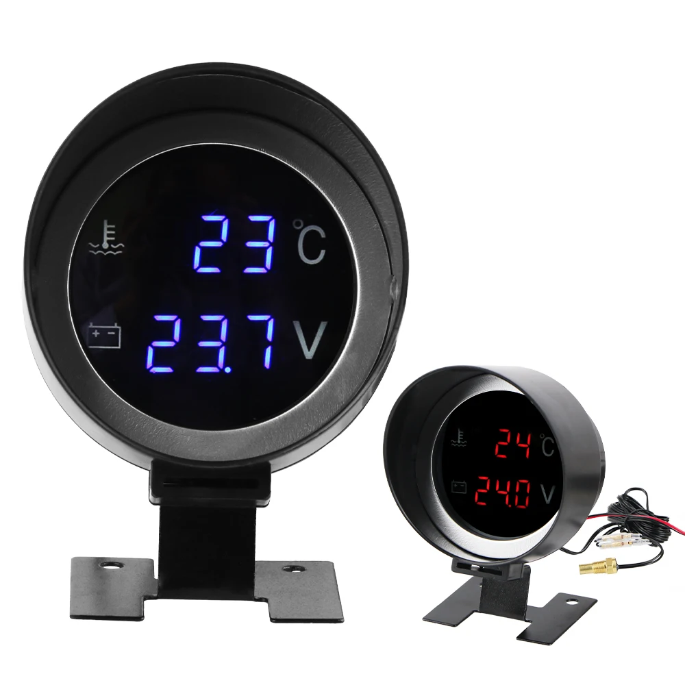 Voltage Meter Digital 9V-36V Car Instrumentation 10mm Sensor Universal LED Backlight Water Temp Meter Car Modification 2 In 1