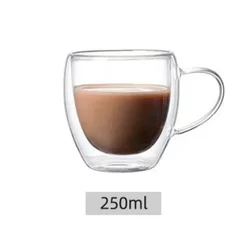 Versatile Handcrafted Double Wall Insulated Glass Mug Collection - 80-450ml (250ml with handle)