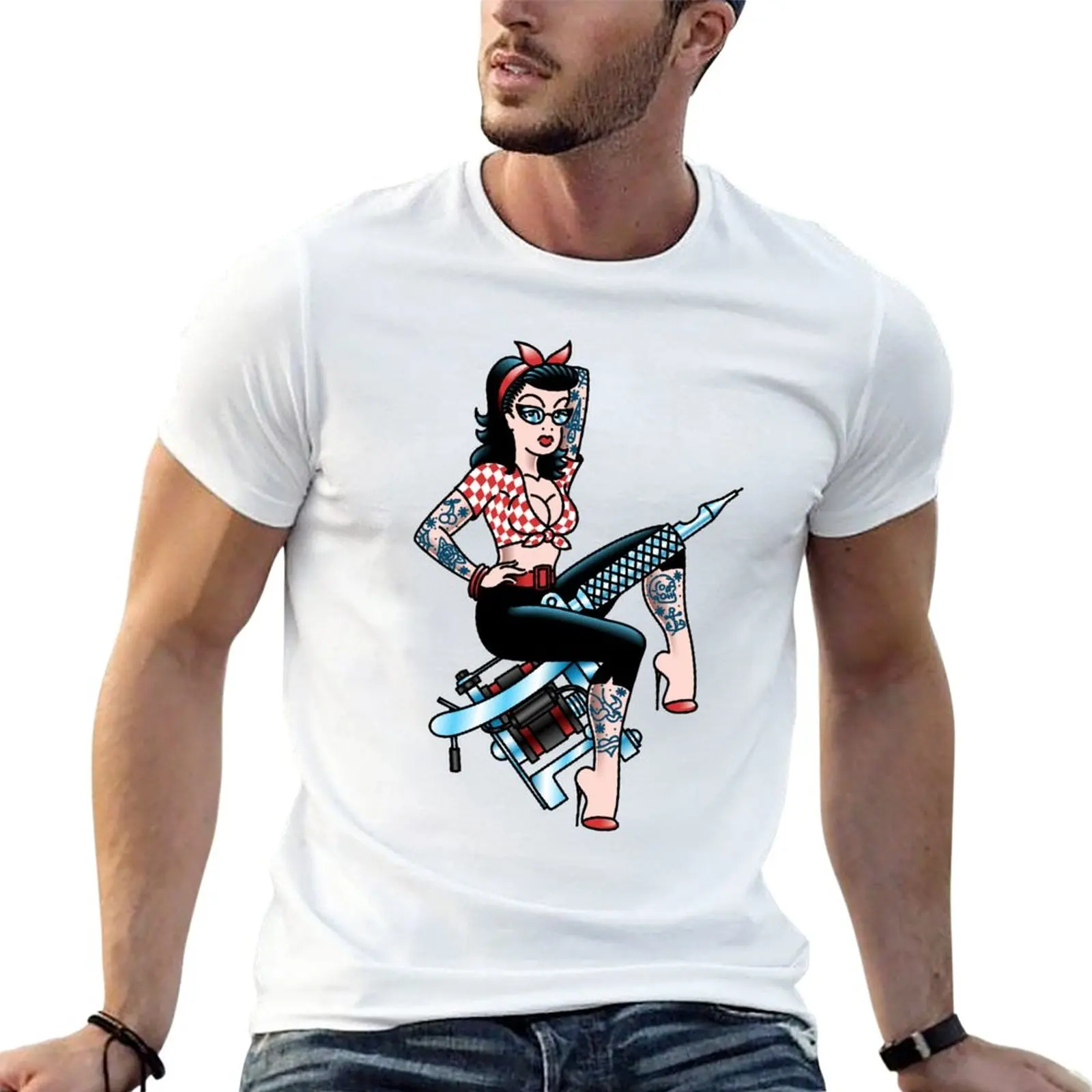 New Salt-Dog American Traditional Lowbrow Hot Rod Rockabilly Tattoo Pin-Up T-Shirt Top Man Clothes Magliette Da Uomo