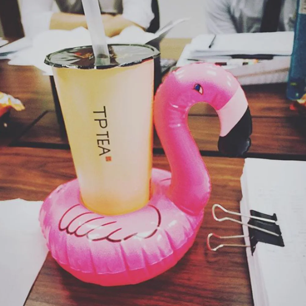 1-6PCS Inflatable Flamingo Cup Holder Pool Floating Beer Coasters Beach Inflatables Drinks Cup Holder Shelf Swimming Accessory