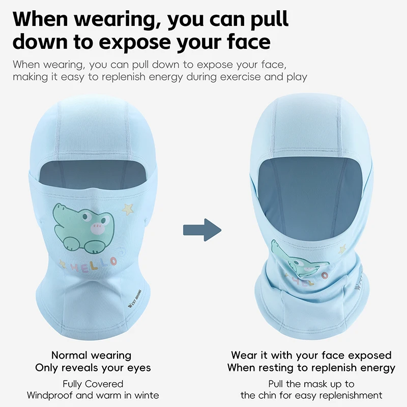 WEST BIKING Kids Balaclava Windproof Ski Face Mask Winter Children Fleece Cycling Neck Warmer Scarf Helmet Liner for Boys Girls