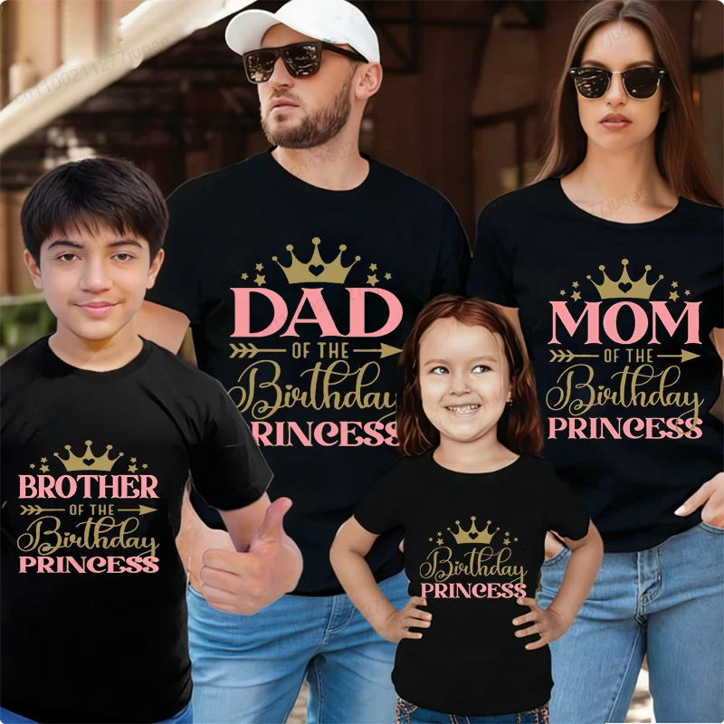 Passende Familien-Hemden, Geburtstag, Prinzessin, Familienparty-Outfits für Eltern, Kinder, Familie, Papa, Mutter des Geburtstagsmädchens, Tops, Geschenk