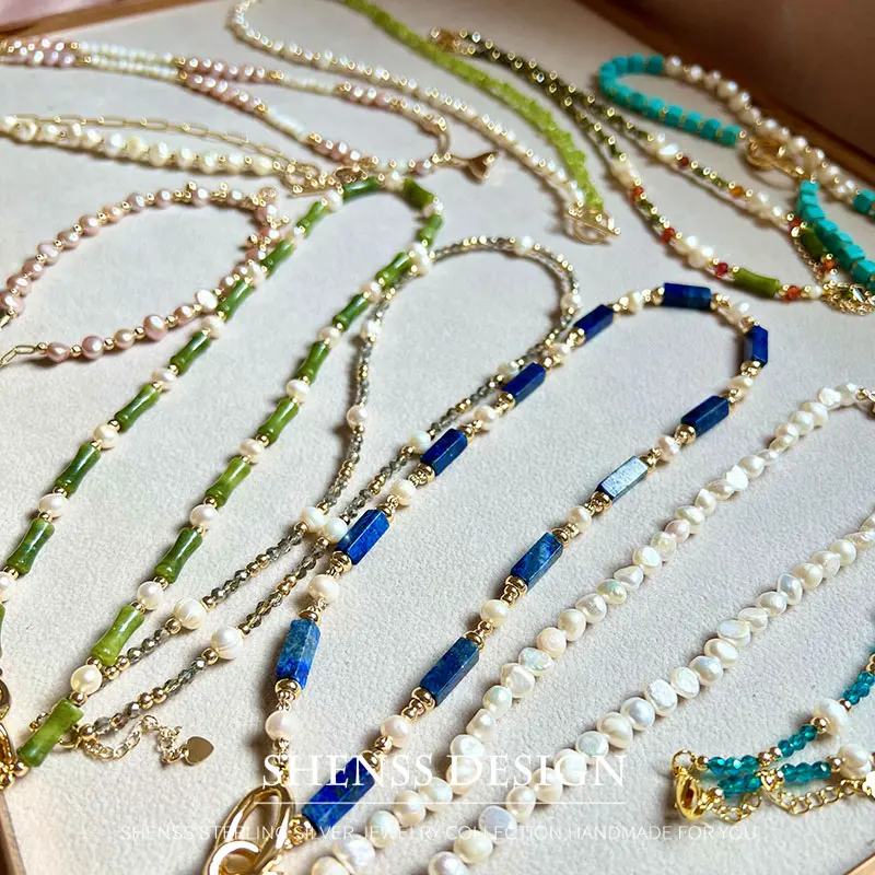 Multiple Elegant Natural Freshwater Pearl Necklaces For Women 40cm Length