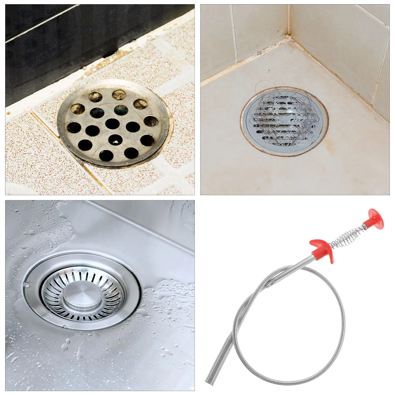 Unclog Sink Cleaner Cleaning Tools Hair Catcher Flexible Grabber Pickup Water Trough Claw