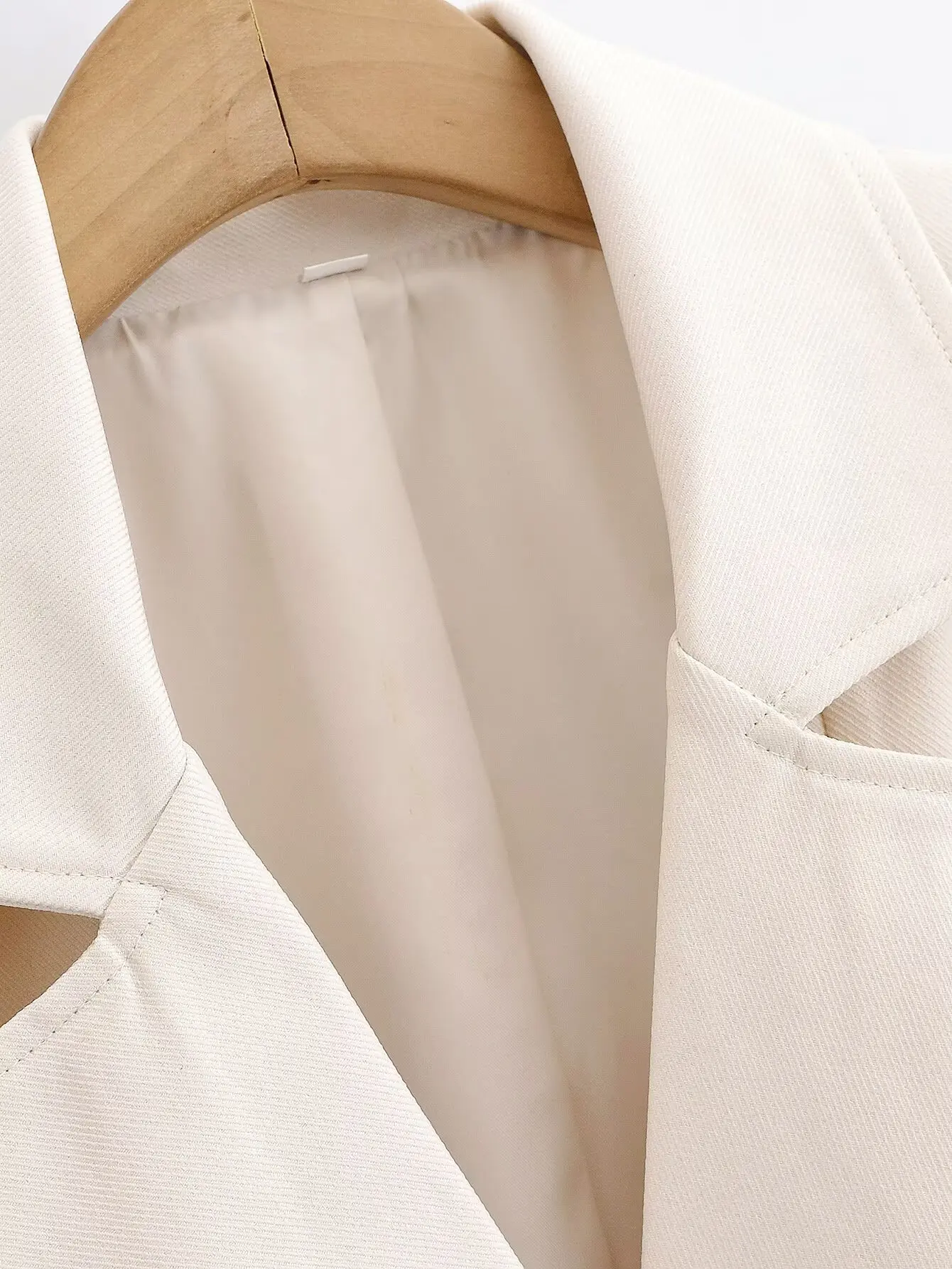 HH Damen 2-teiliges Set: Lässiger, doppelreihiger Blazer mit Revers und langen Ärmeln + Frühlingshose mit hoher Taille, Reißverschluss und geradem Bein – Detail 9