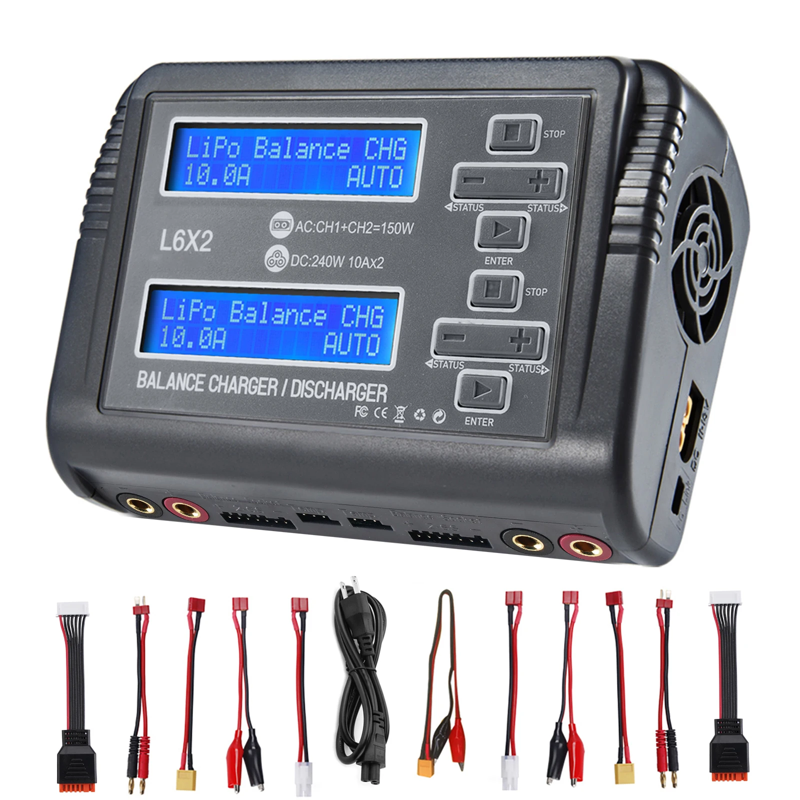 L6X2 LiPo Battery Charger Dual Channel 10A AC 150W DC 240W