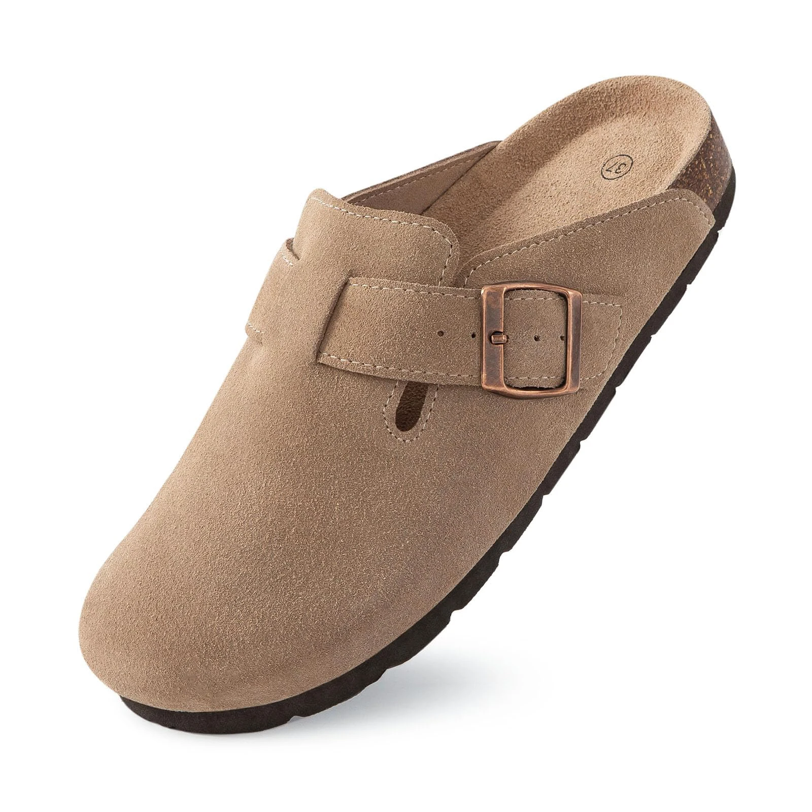 Bebealy Fashion Suede Clogs Slippers Women Clogs Slippers Cork Footbed Women Mules Nonslip Beach Sandals With Arch Support Slide_voghion.com