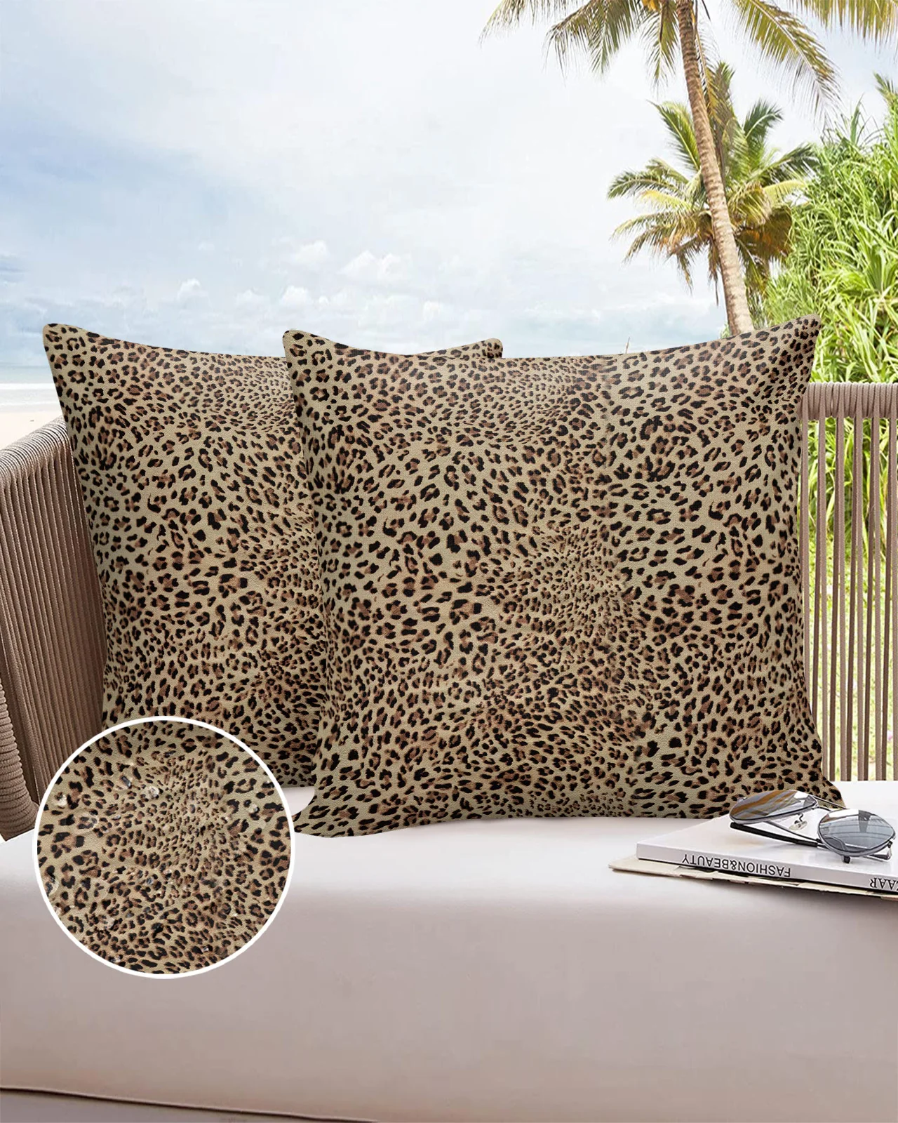 2/4PCS Outdoor Pillowcase Leopard Texture Waterproof Decorative Sofa