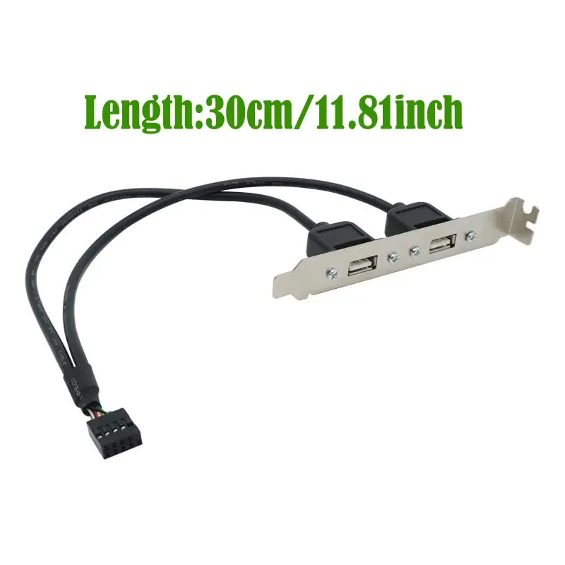 검정색 2포트 USB 2.0 마더보드 후면 패널 확장 브래킷 - IDC 9핀 마더보드 USB 케이블 호스트 어댑터