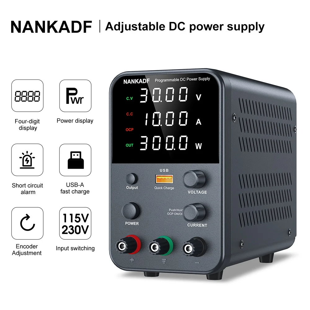 조절식 DC 전원 공급 4 자리 LED 디스플레이, 5V 3.6A USB 고속 충전 인코더 조정 탑재, 출력 활성화/비활성화