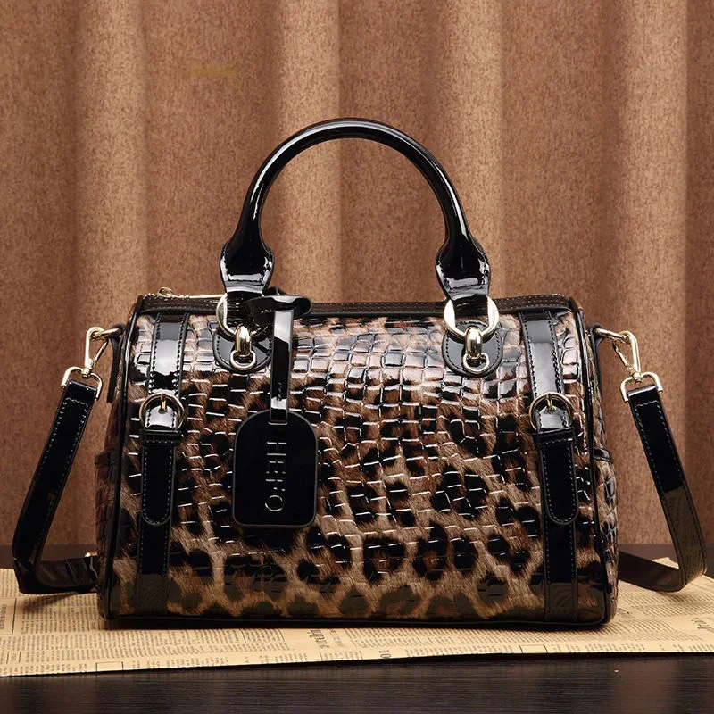 

2024 Fashion Leopard Women Handbags European Designer Cow Genuine Leather Shoulder Bags Female Girl Brand Luxury Crossbody Bag