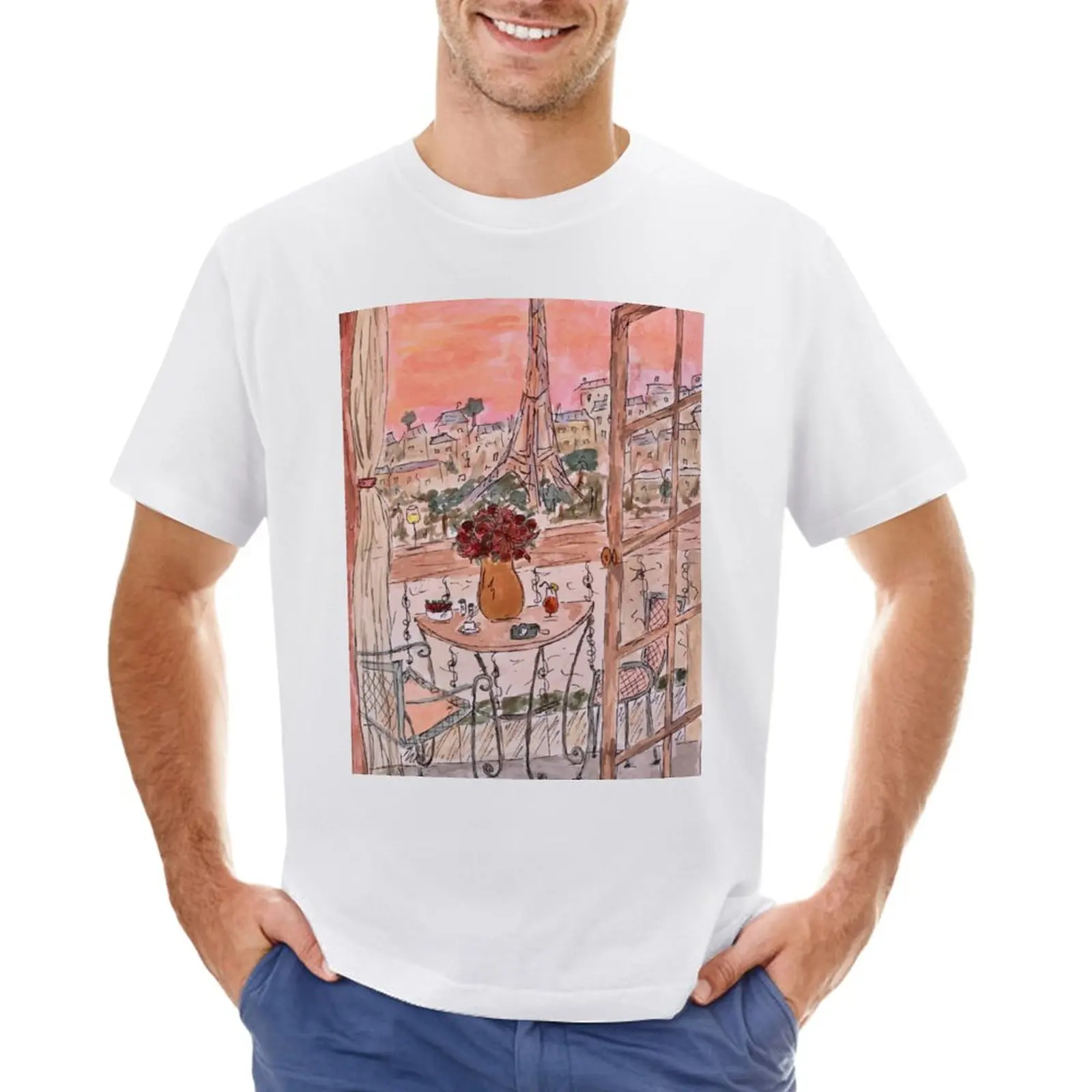 

Paris Balcony Painting T-Shirt shirts graphic tees customizeds plus size tops oversized t shirt men