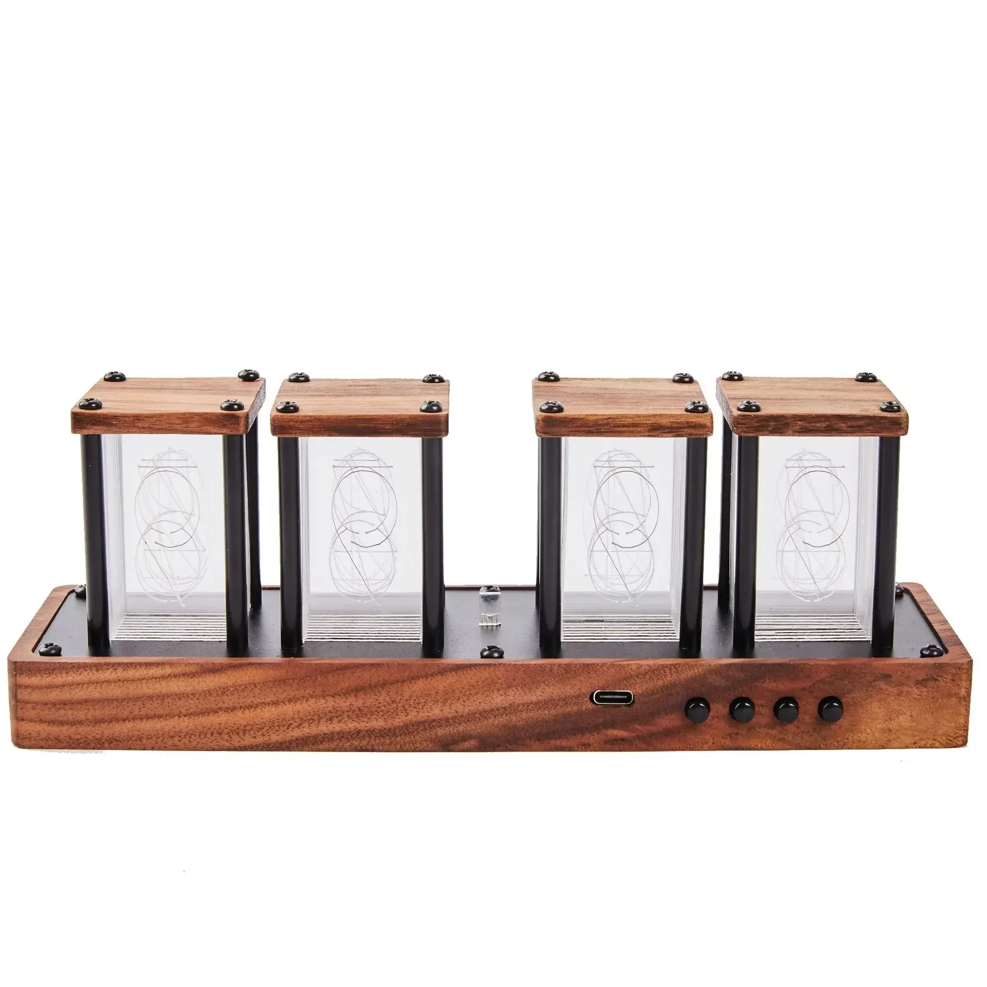 

Nixie трубчатые часы, красочные строительные цифровые настольные USB-часы, большой дисплей, часы для спальни, украшение для стола