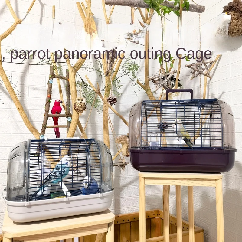 PortablePetBirdCageParrotTravelTransportCagewithFeeder