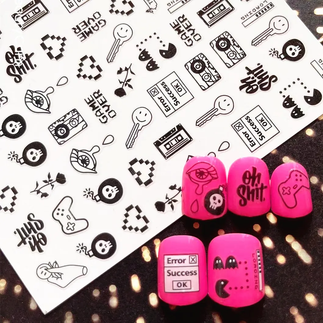 

TSC-69 Error Type Game Movie Cool 3d Nail Art Stickers Decal Silder Template Diy Nail Tool Decorations