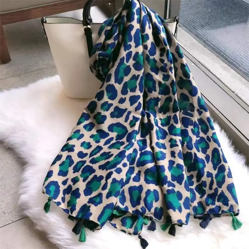Designer brand autumn luxury Grey ladies wild leopard scarf female long scarf shawl thin brown fashionable scarf long shawl - Image 5