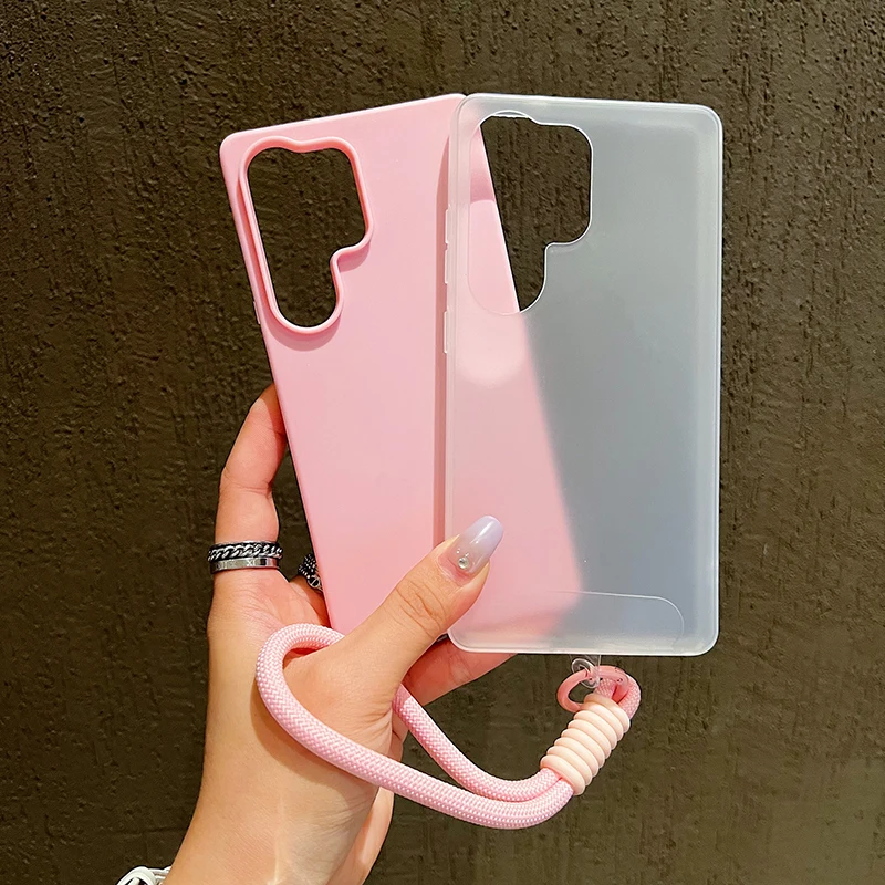Jelly Phone Case with Wrist Strap Lanyard - Solid Cover Design