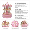 1pc Luxury Carousel Music Box 4 Horses Rotate Rotation Romantic Luxury Carousel Toys Handwork Music Box Gifts 3