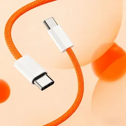 Durable Type C to Type C Fast Charging Cable - 60W PD Compatible, Available in Various Lengths for 2m (Orange)
