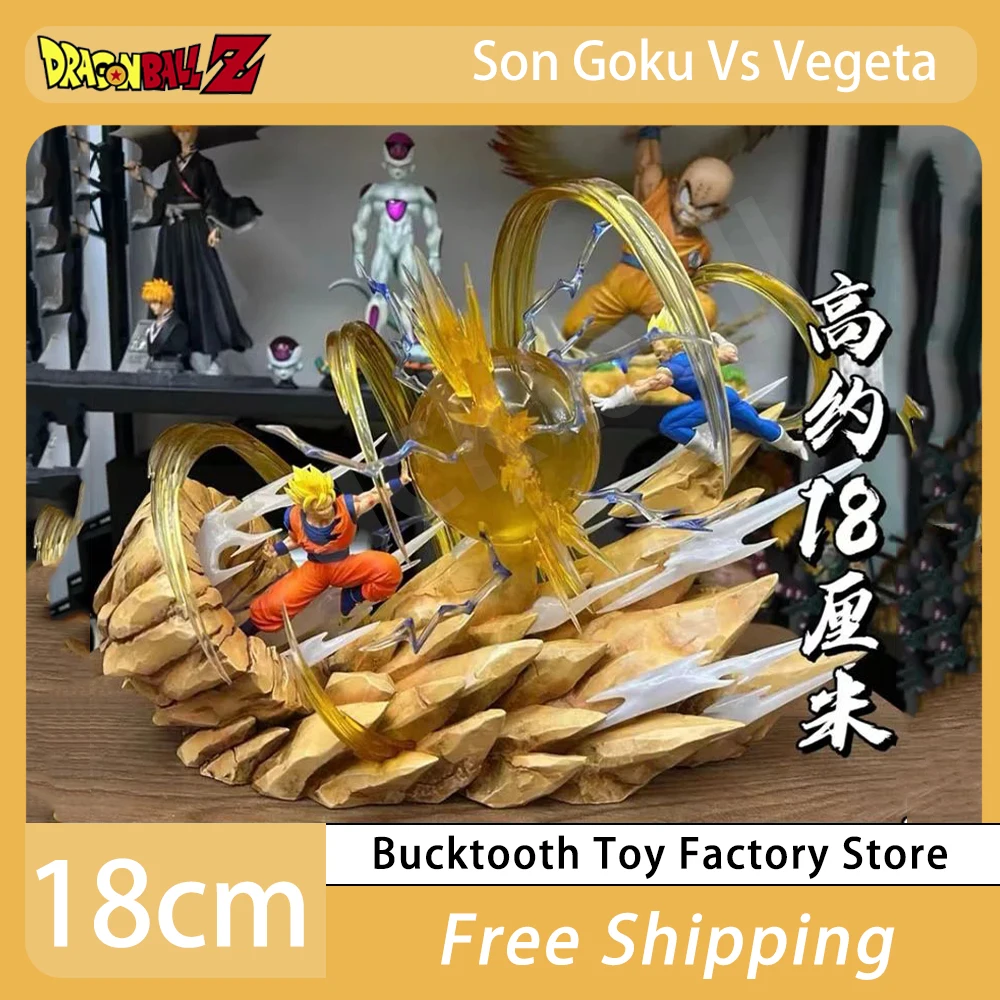 

Dragon Ball Anime Figure Son Goku Vs Vegeta 18cm Action Figures Super Saiyan 2 Goku Majin Vegeta Figurine Model PVC Statue Toys