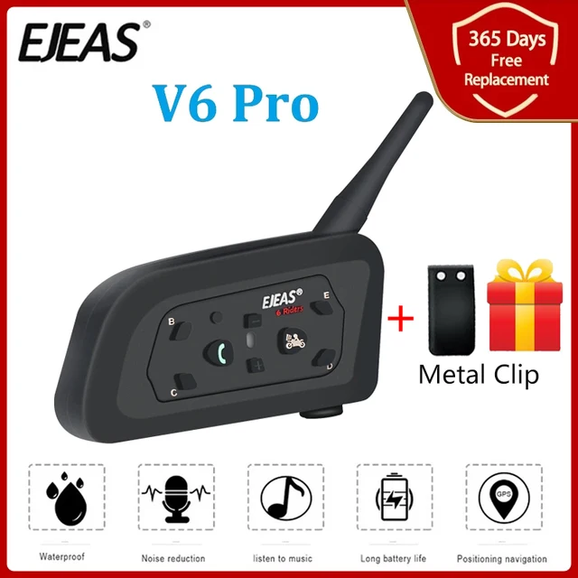 onderschrift oor Pijler Ejeas V6 Pro Bluetooth Motorcycle Helmet Headset Intercom 850mah Moto  Communicator 1200m Interphone For 6 Riders - Helmet Headset - AliExpress