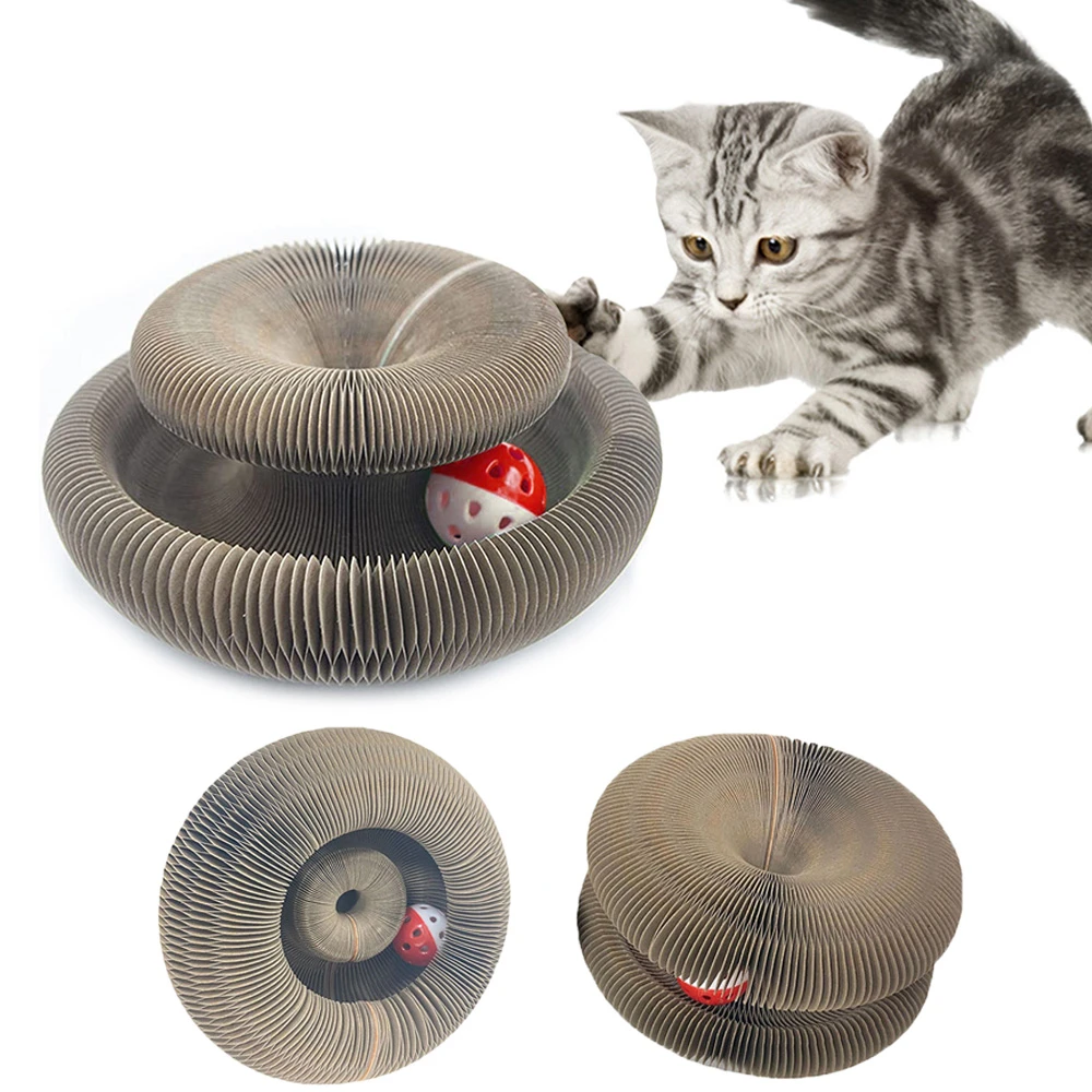 Magic Organ Cat Scratch Board Paper Cat Toy With Bell Cat Grinding Claw  Play Game Cats Climbing Frame Round Corrugated Toys - Cat Toys - AliExpress